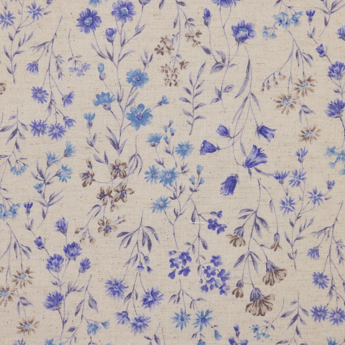 Antique Flowers Cotton Linen Sheeting - Blue YPA-69040-1