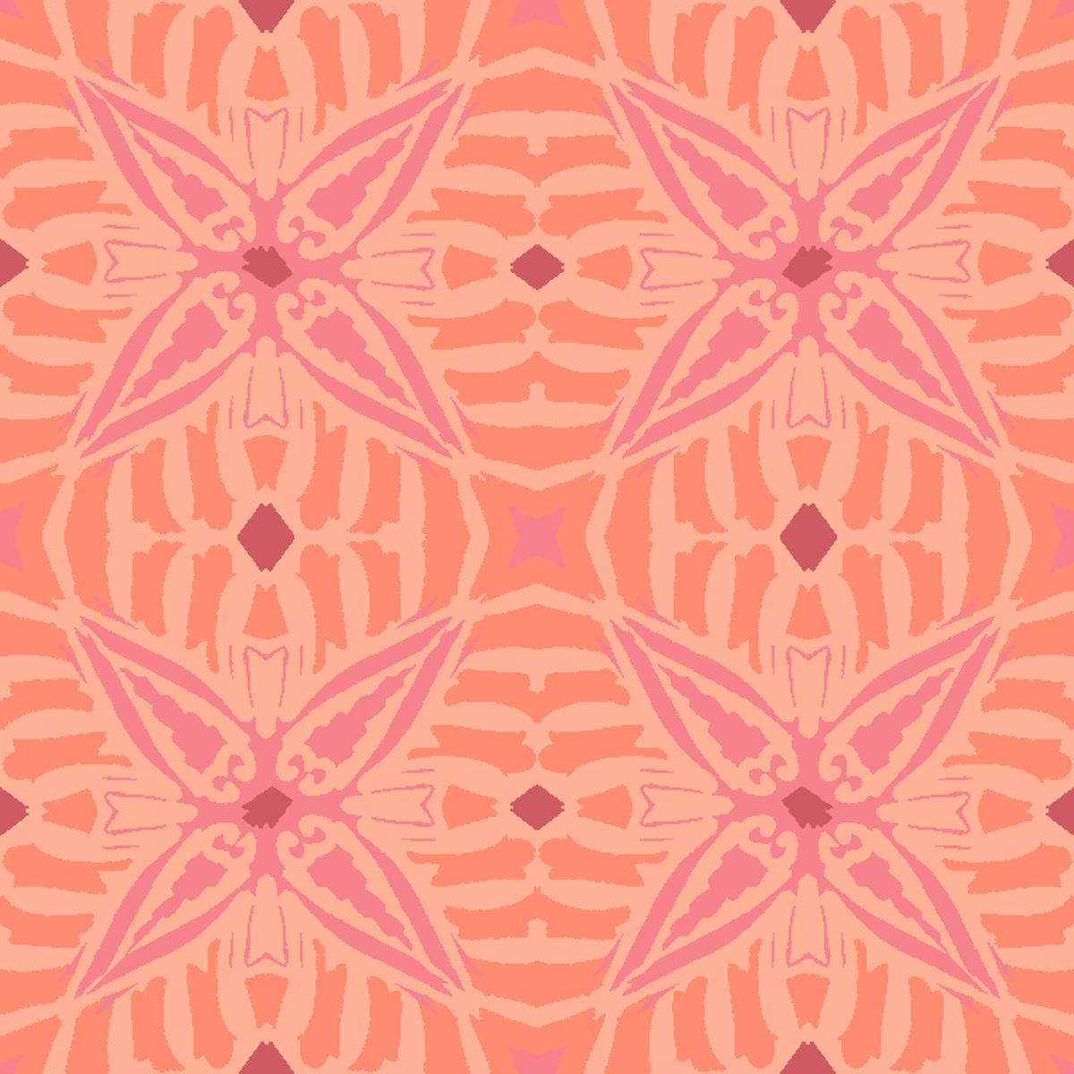 Boho Tile on Pink & Orange Fabric