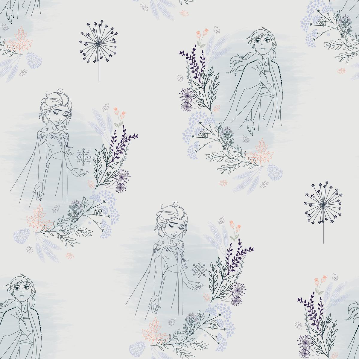 Disney Frozen Elsa & Anna Floral Sketch Fabric