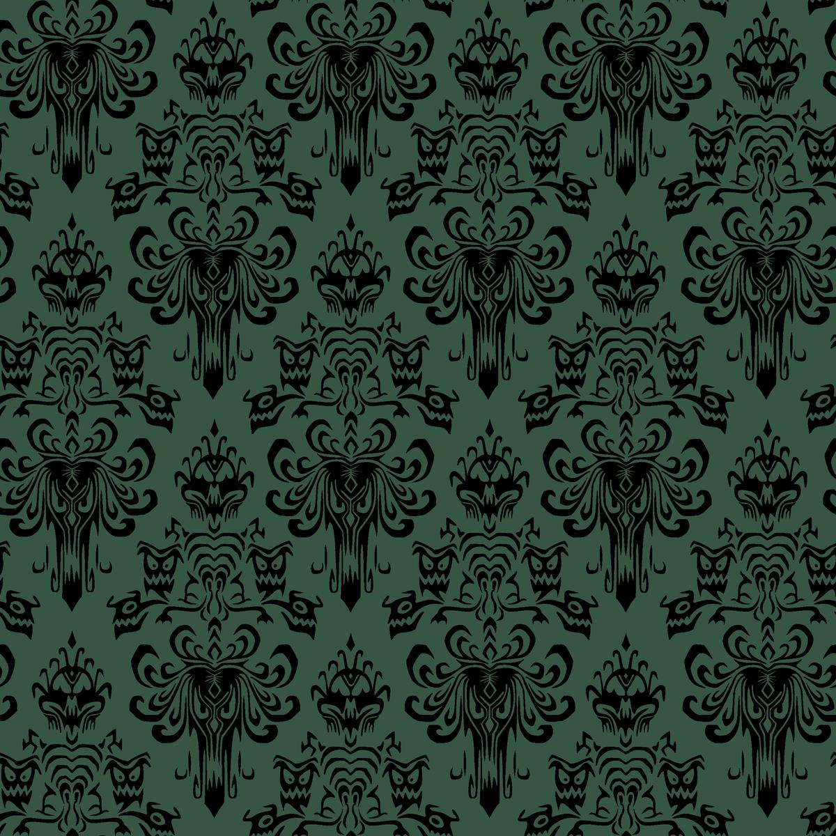 Disney Haunted Mansion Green Elegant Damask Fabric
