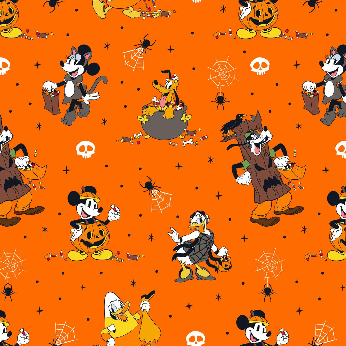 Disney Mickey & Friends Orange Candy Galore Fabric