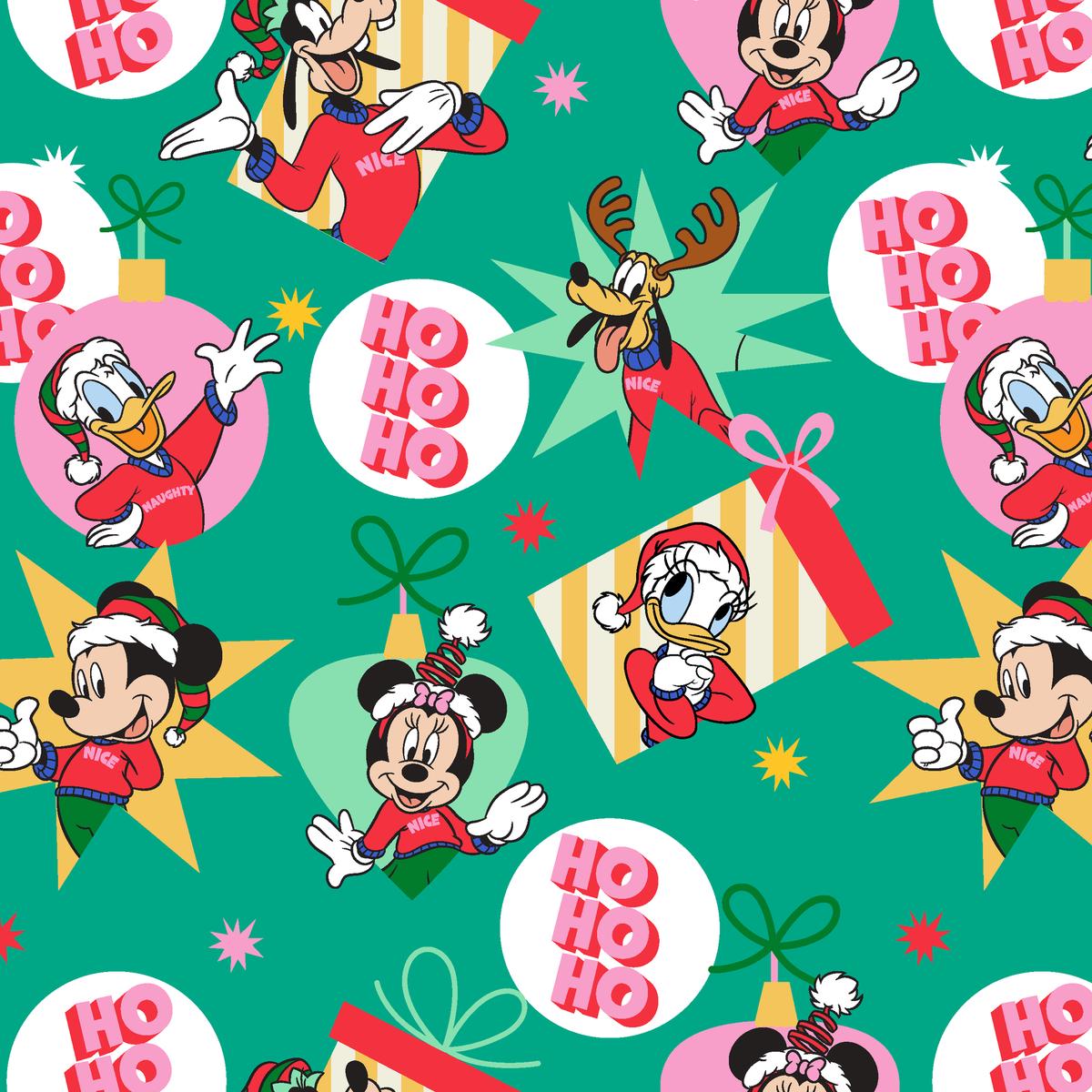 Disney Mickey & Friends Vibrant Teal Holiday Fabric