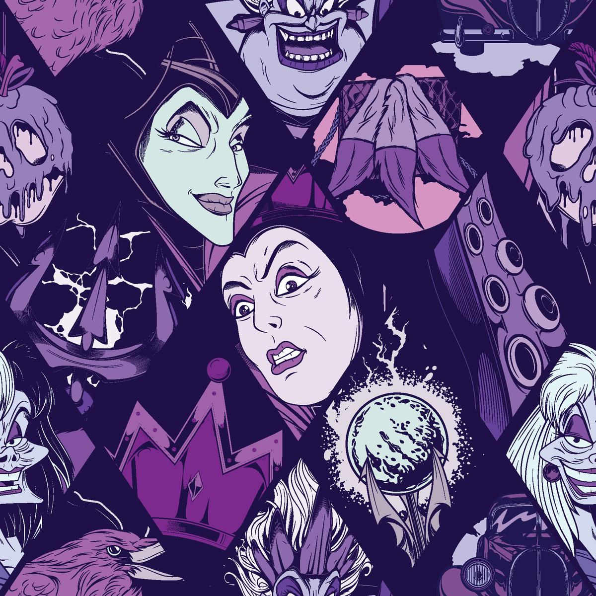 Disney Villains Diamond Heads Fabric