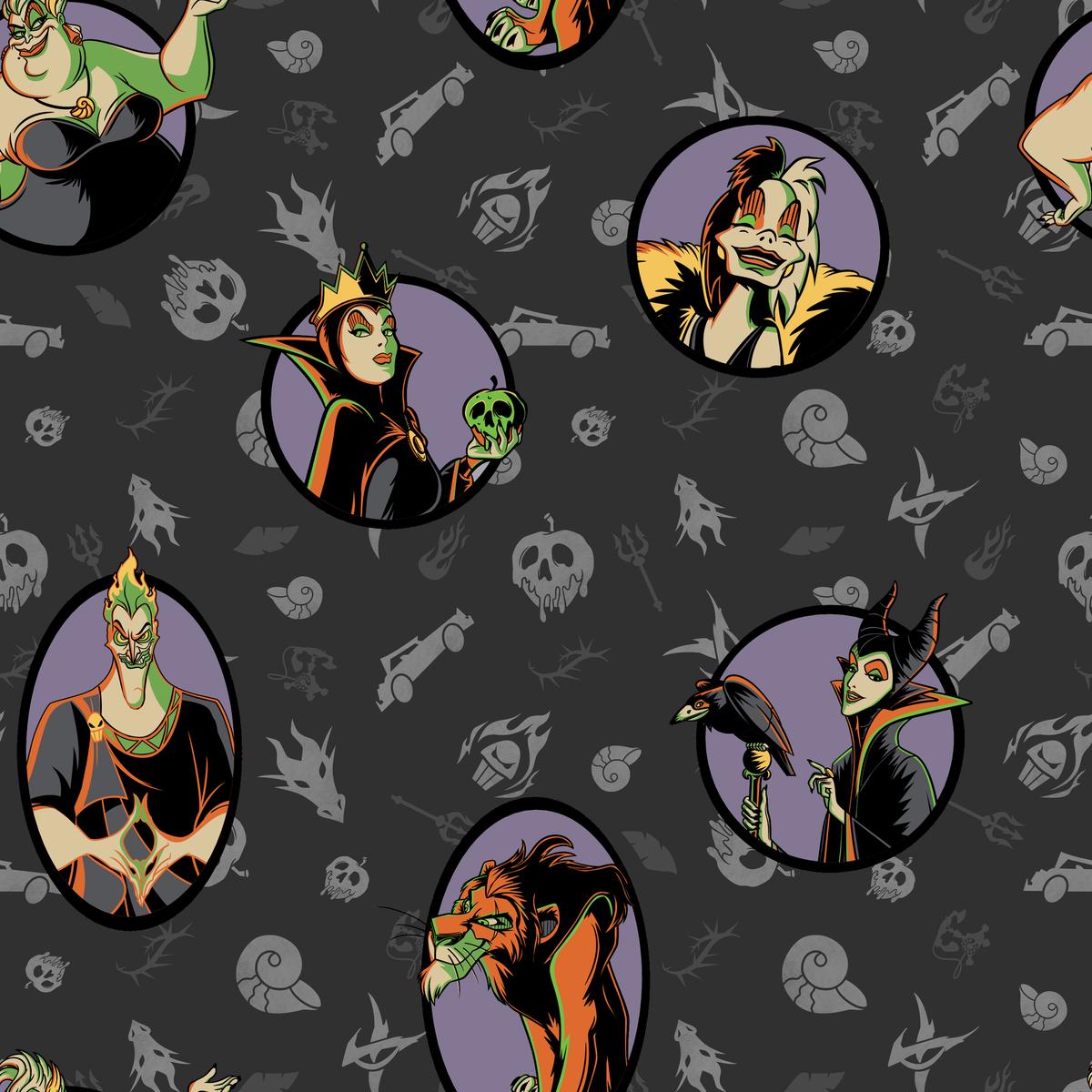 Disney Villains Halloween Badges & Icons Fabric