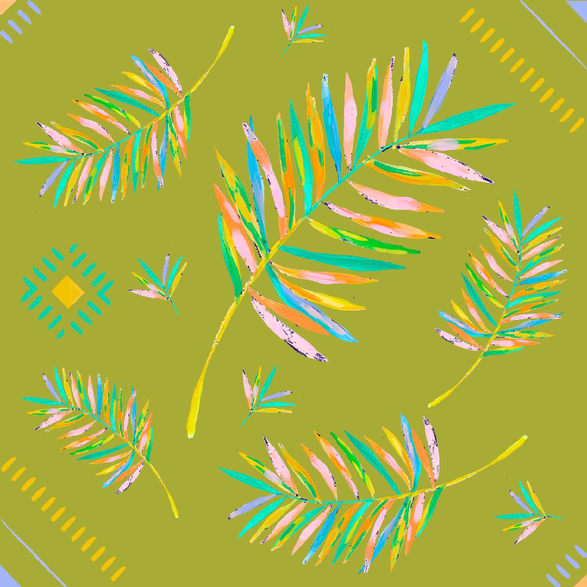 EttaVee Palm Leaves on Olive Green Fabric