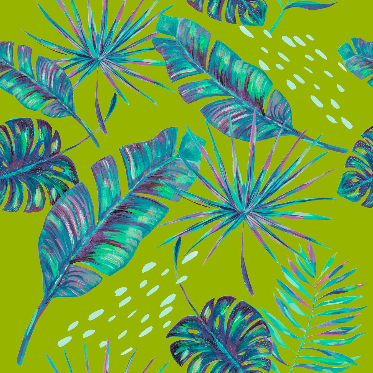 EttaVee Plant Lady Palms on Green Fabric