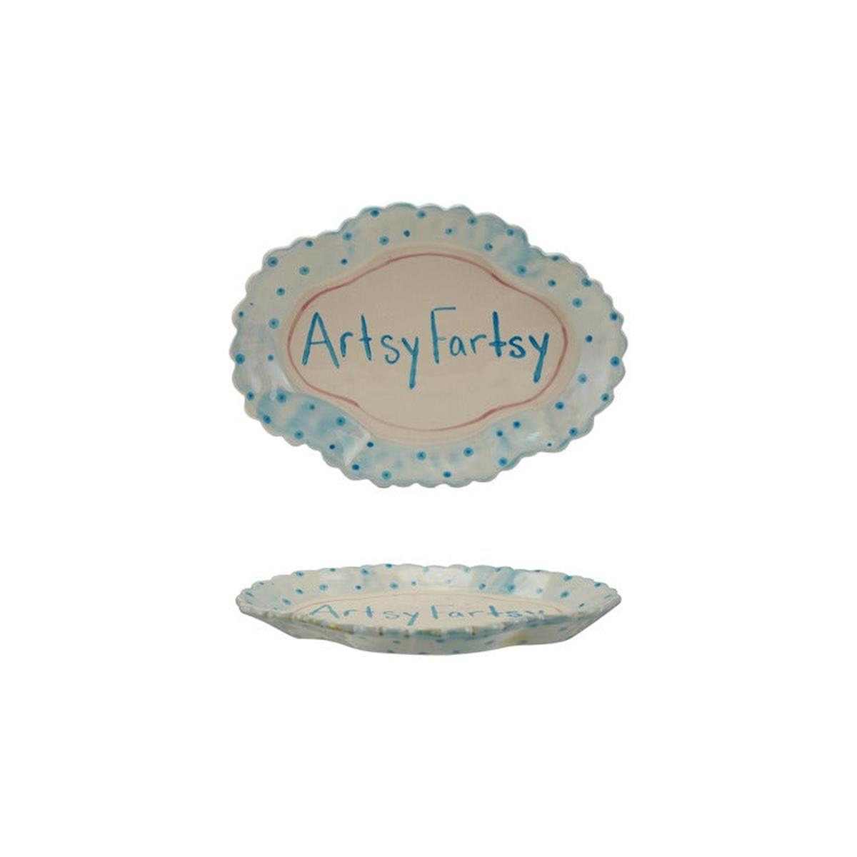 Hand-Painted Stoneware Scalloped Platter