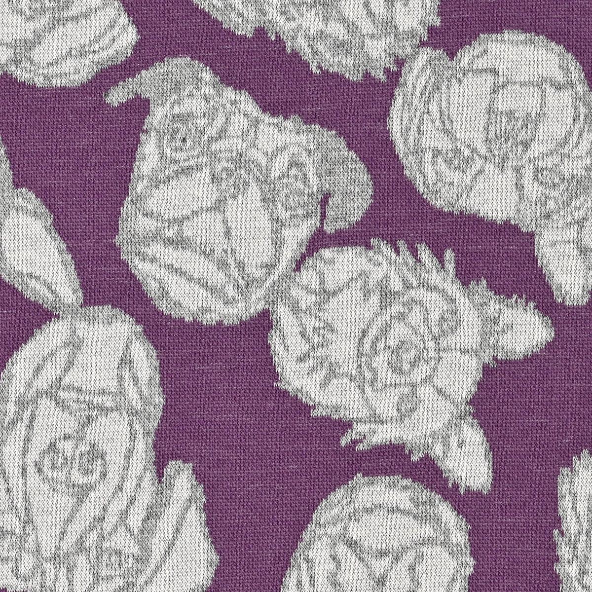 +HAyU Dog Cotton Knit Jacquard - Purple EGX-7715-2