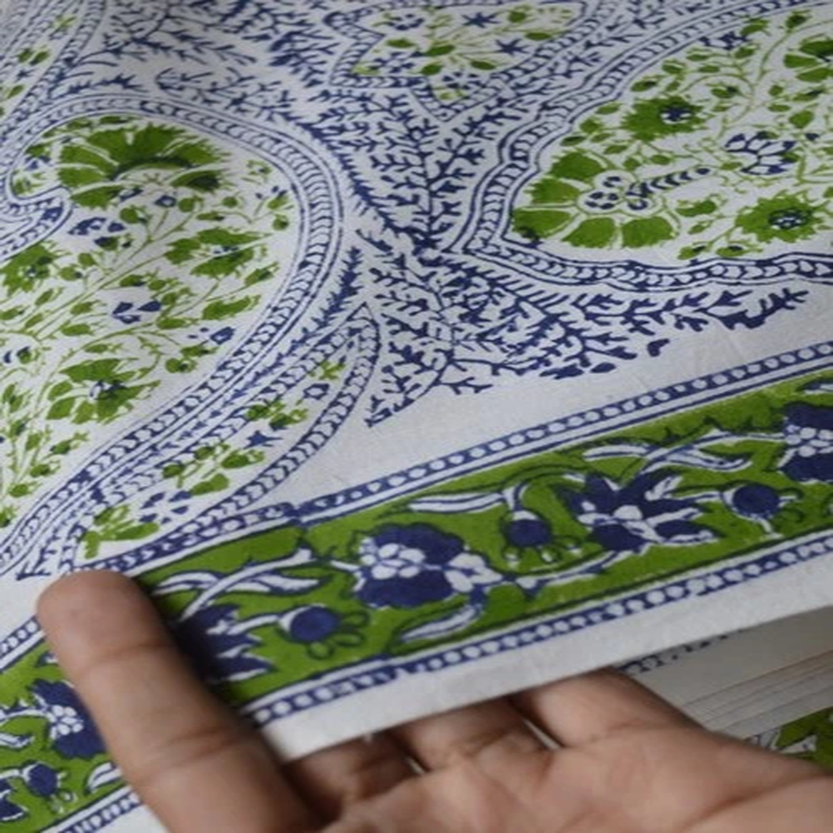 New Hand Block 100%Cotton Paisley Fabric 15 Yard NO TARRIF CHARGES 100% ZK-101*