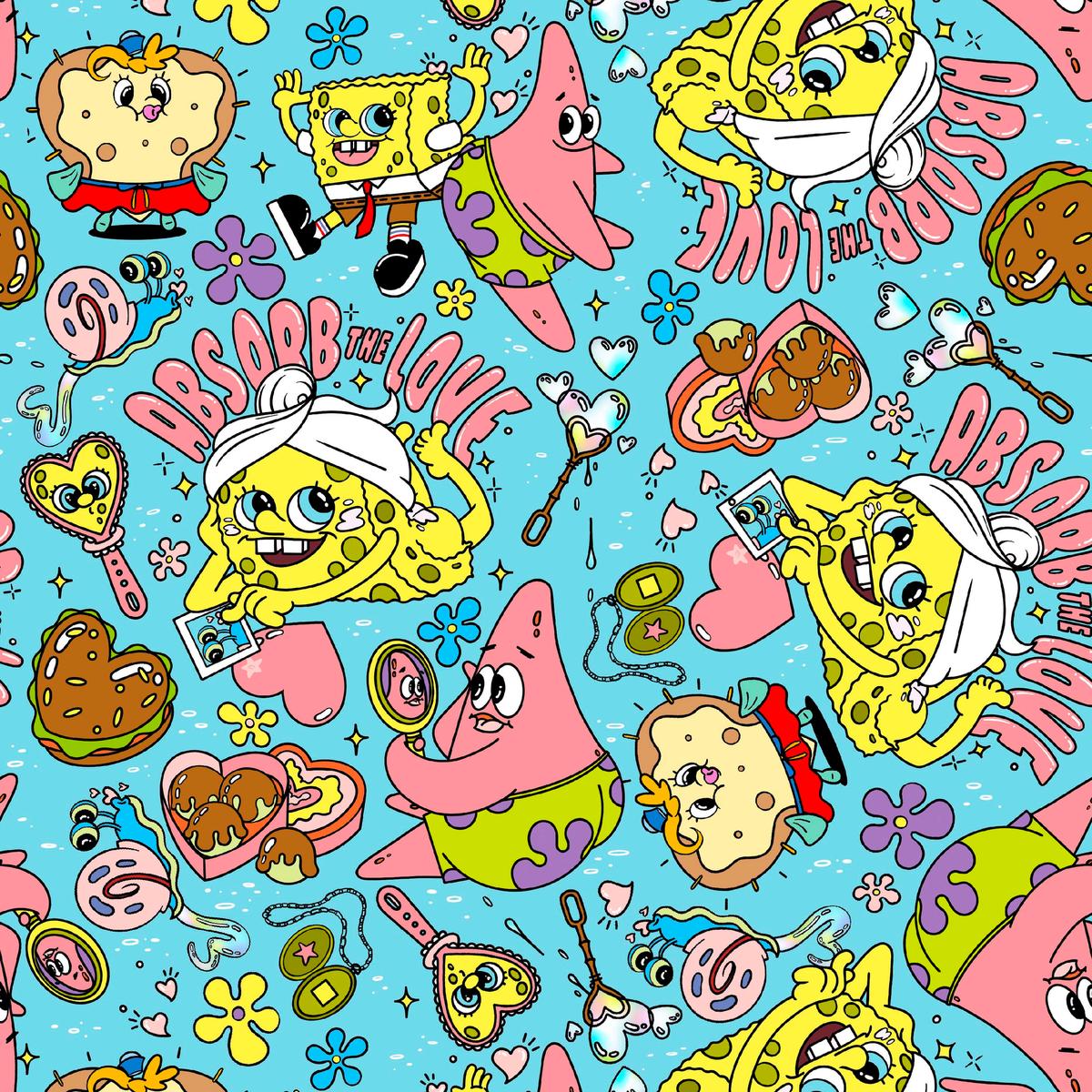 Nickelodeon SpongeBob and Patrick Absorb the Love Fabric