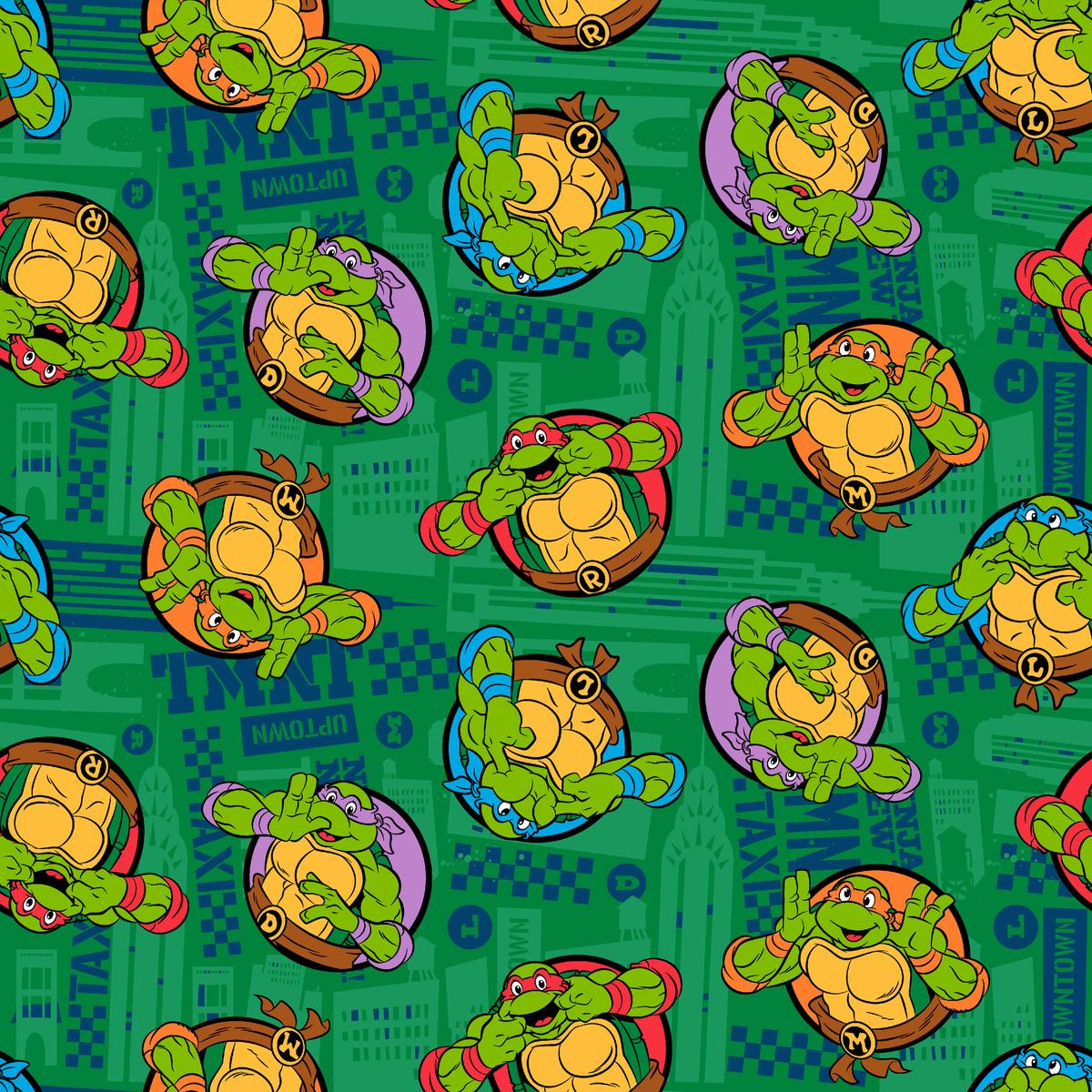 Nickelodeon TMNT Green Checkered Fabric
