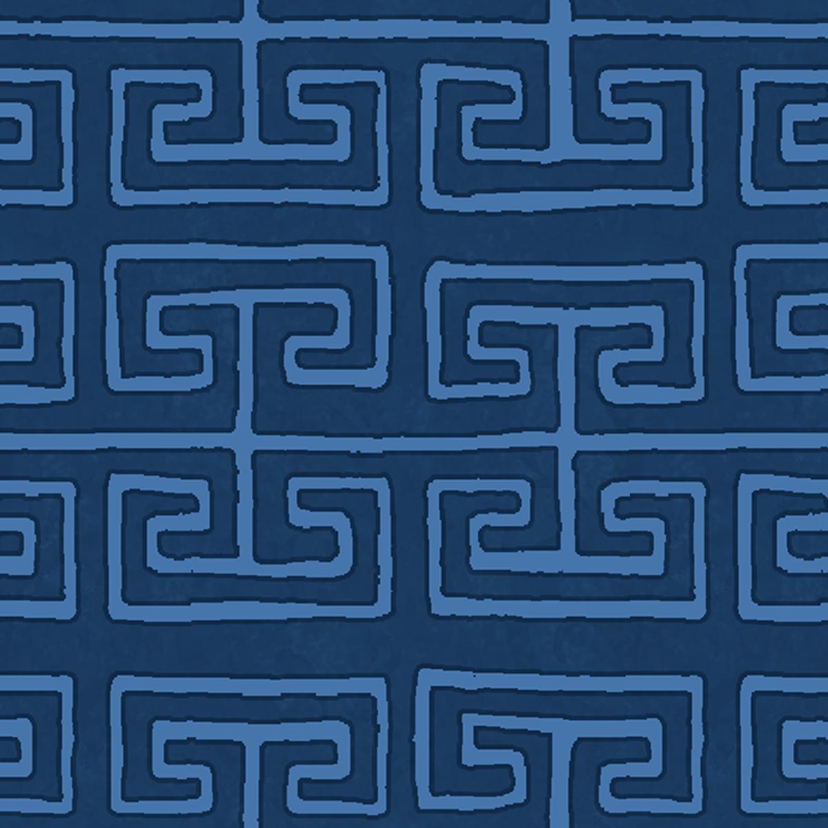Susan Winget - Grecian Maze - Navy Geometric Fabric