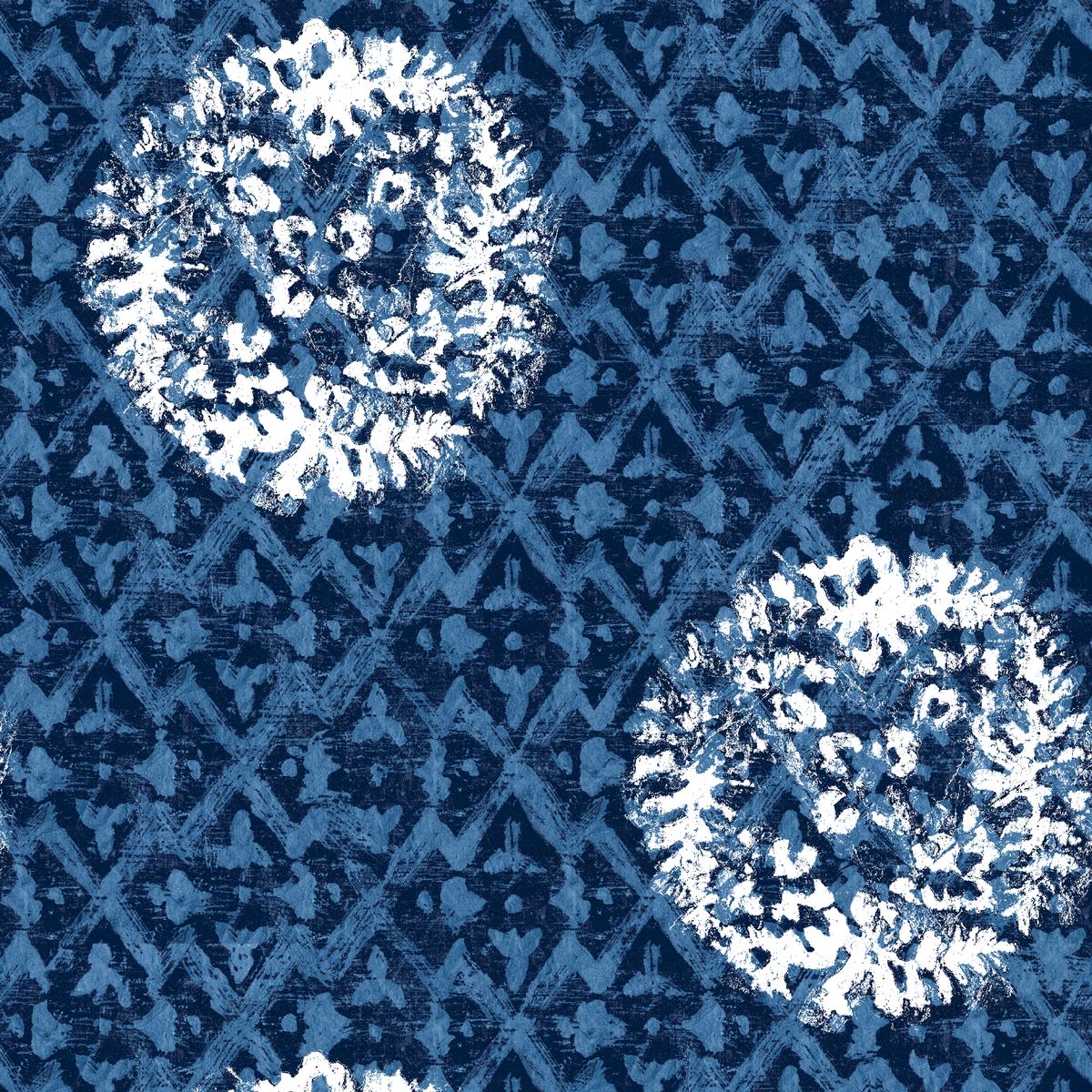 Blue Floral Medallions Fabric