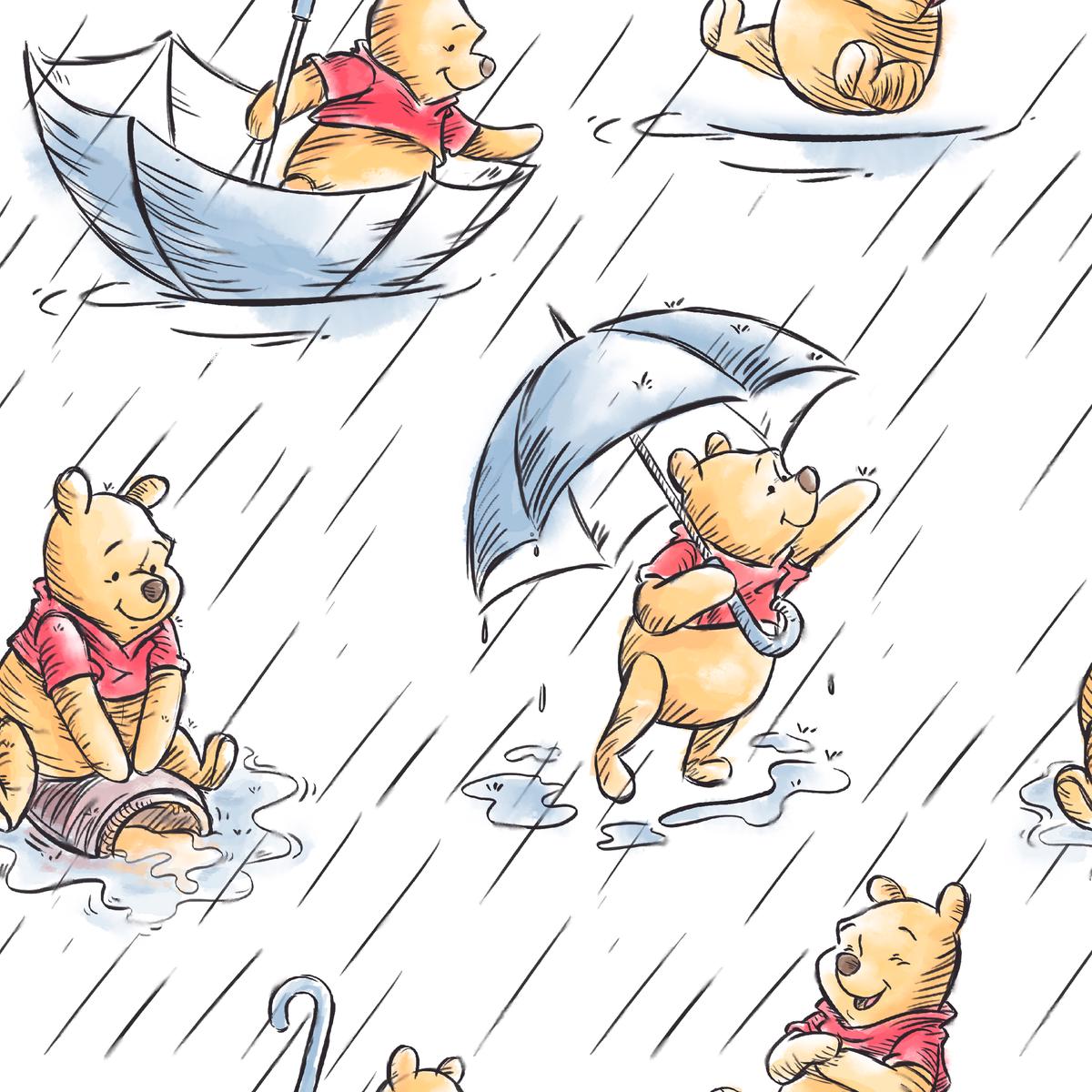 Disney Winnie the Pooh - Rainy Day - Sweet Character Fabric