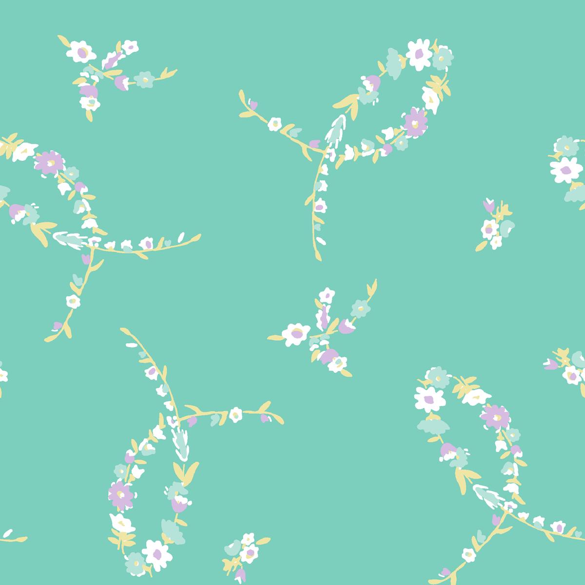 Floral Loops on Teal Fabric