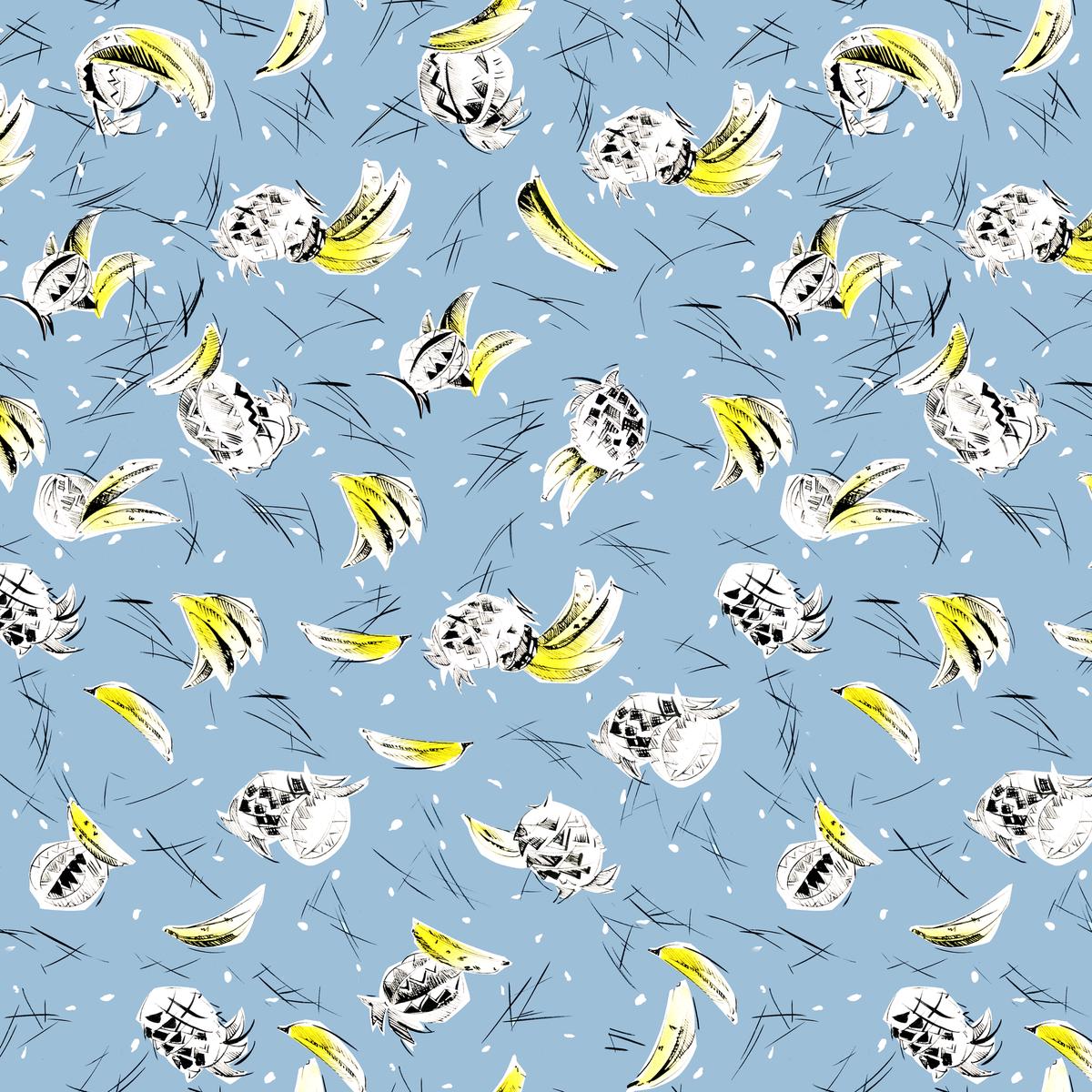 Going Bananas - Playful Fruit Sketch Fabric