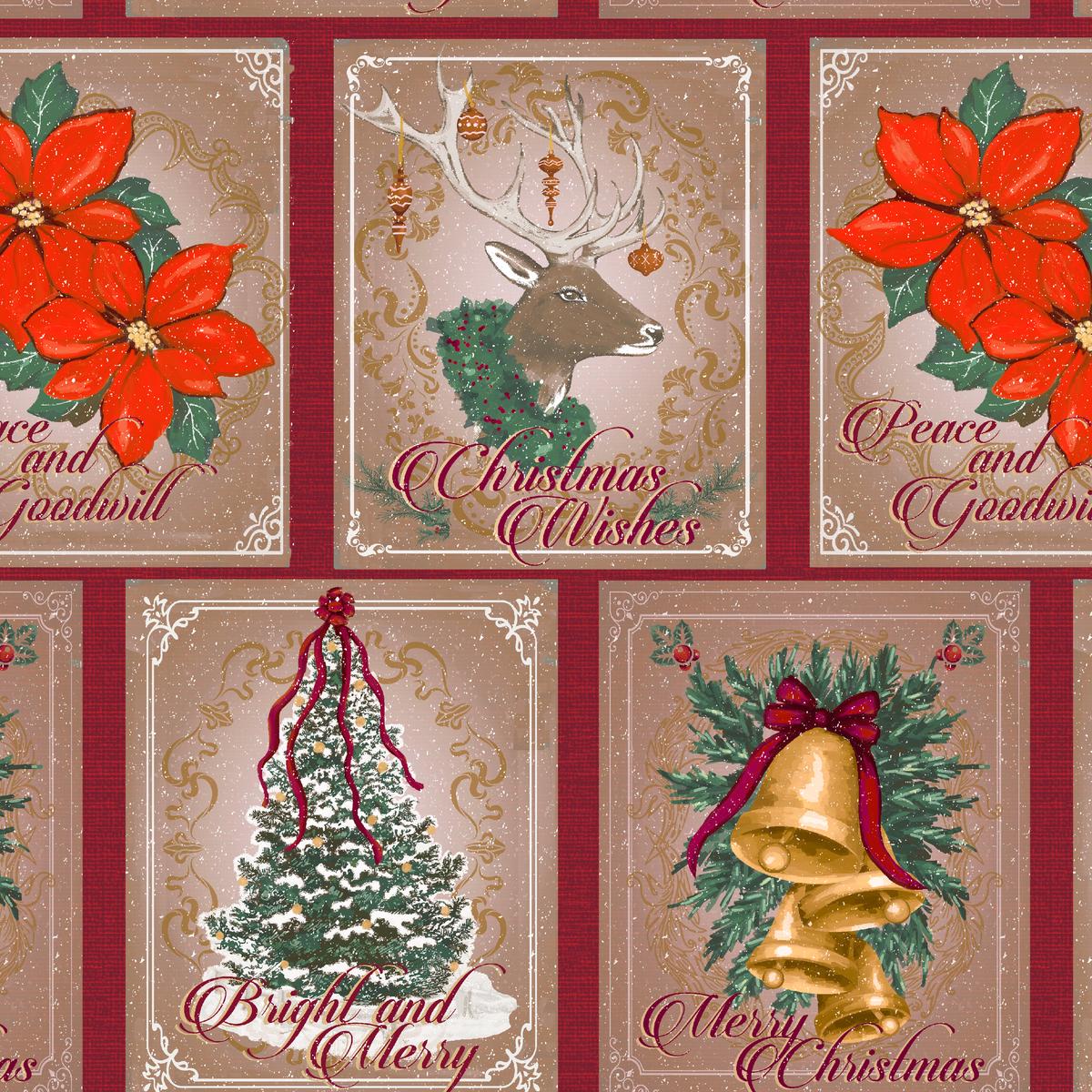 Holiday Cards on Berry Fabric