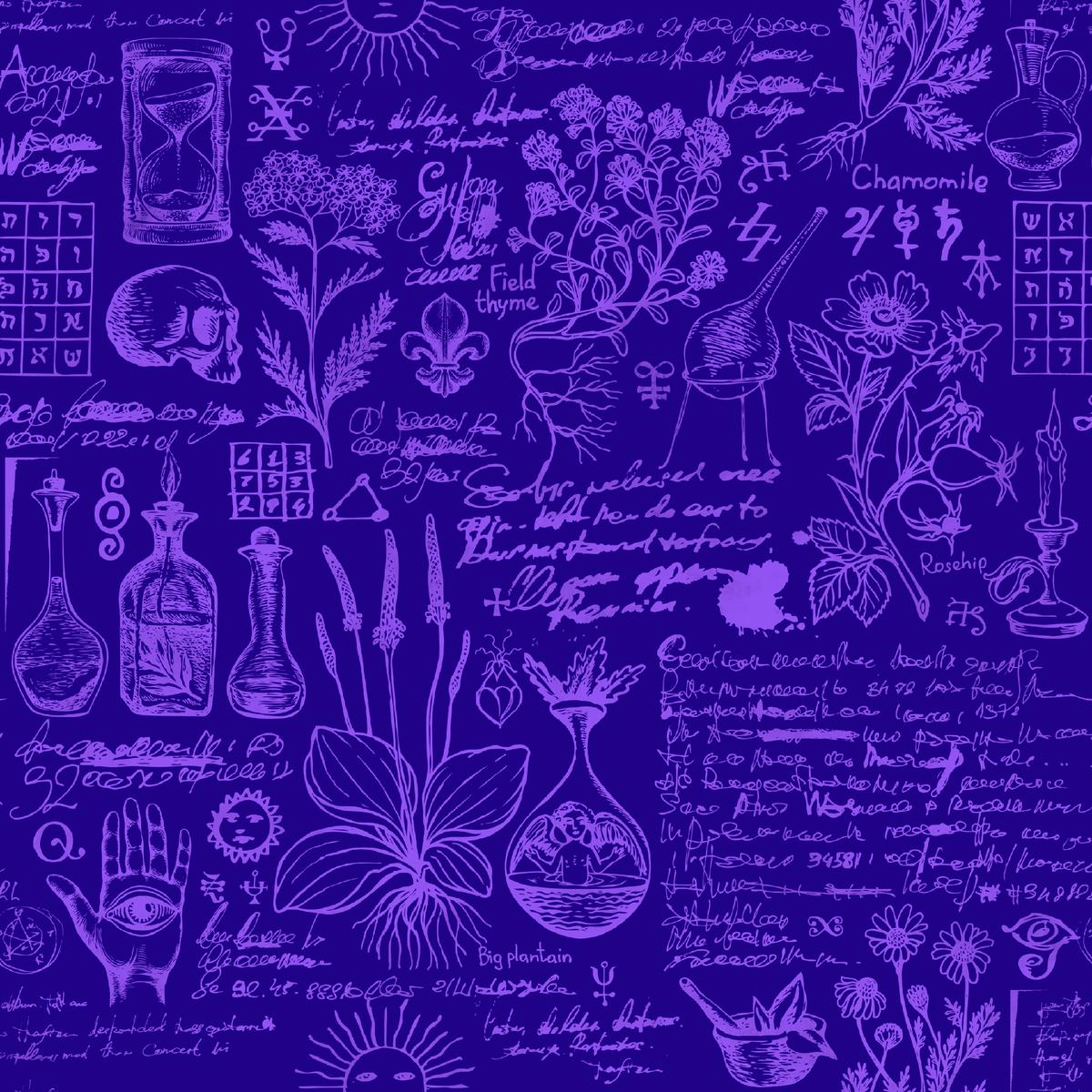 Kate Ward Thacker - Botanical Alchemy - Purple Fabric