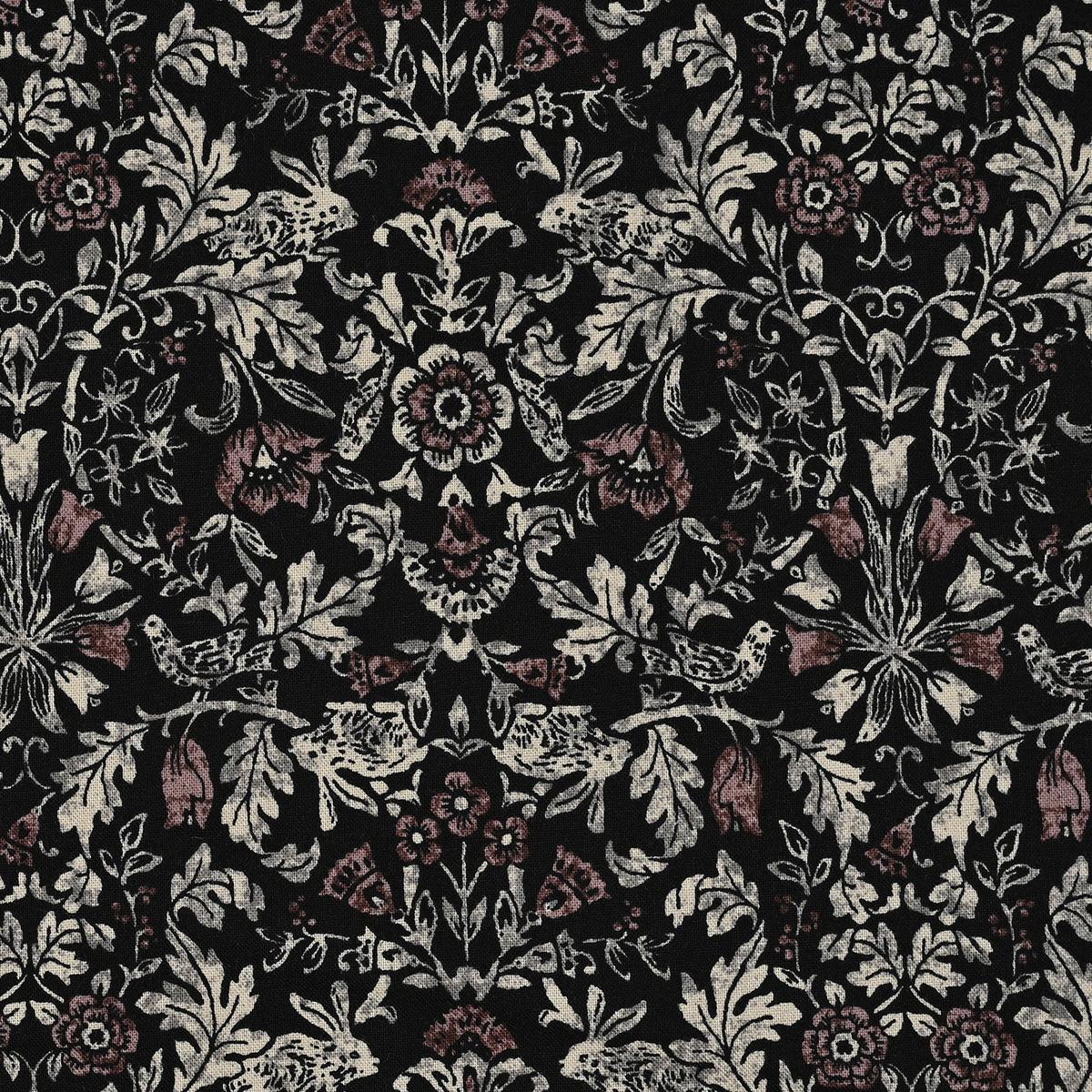Natural Garden Brushed Cotton Sheeting - Black YGA-86090-1