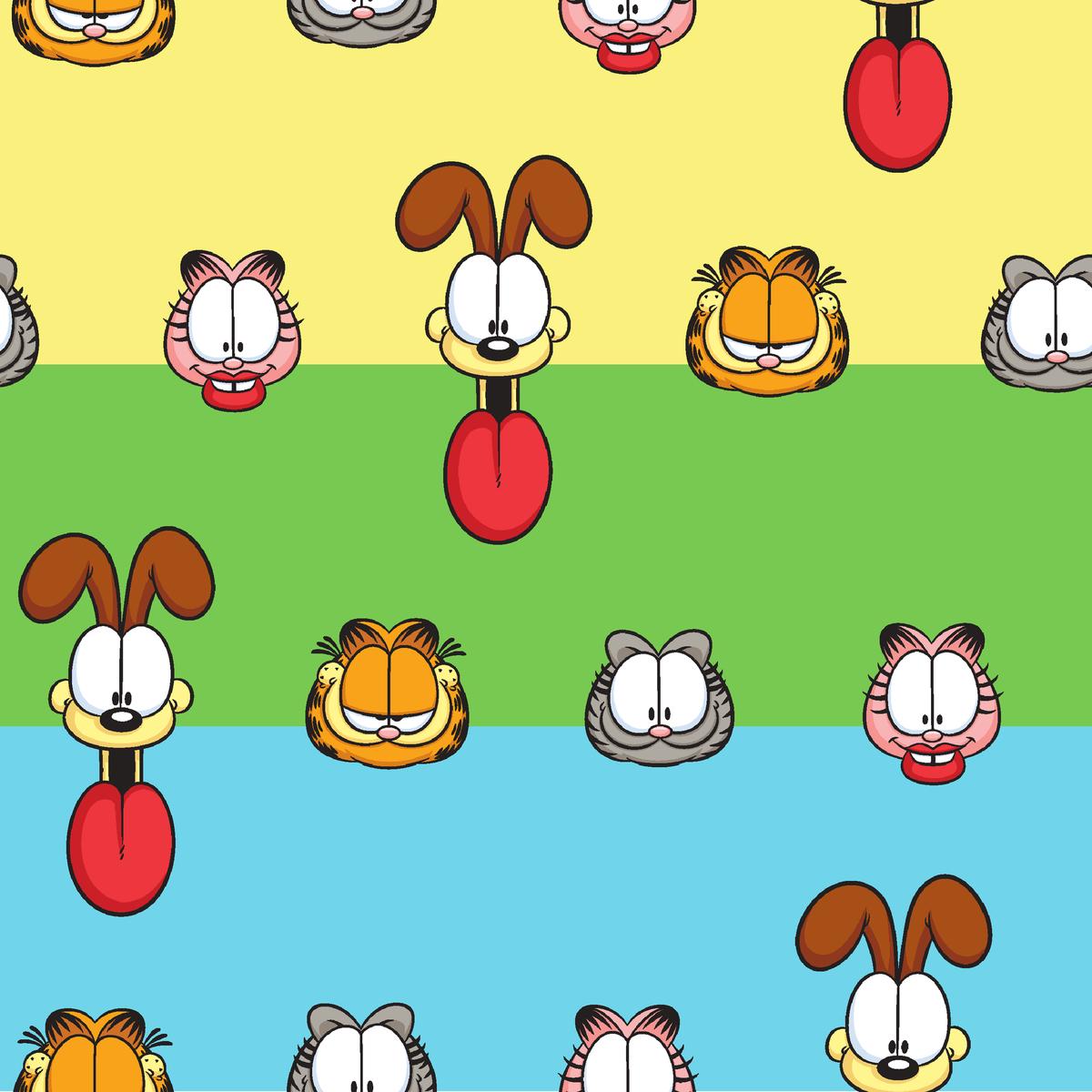 Nickelodeon Garfield - Hungry Grins - Colorblock Cartoon Fabric
