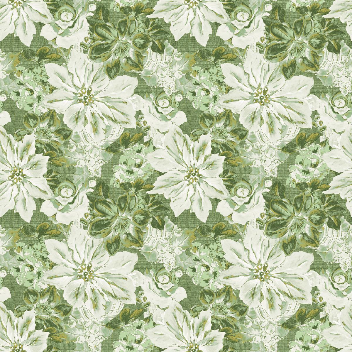 Packed Poinsettias on Green Fabric