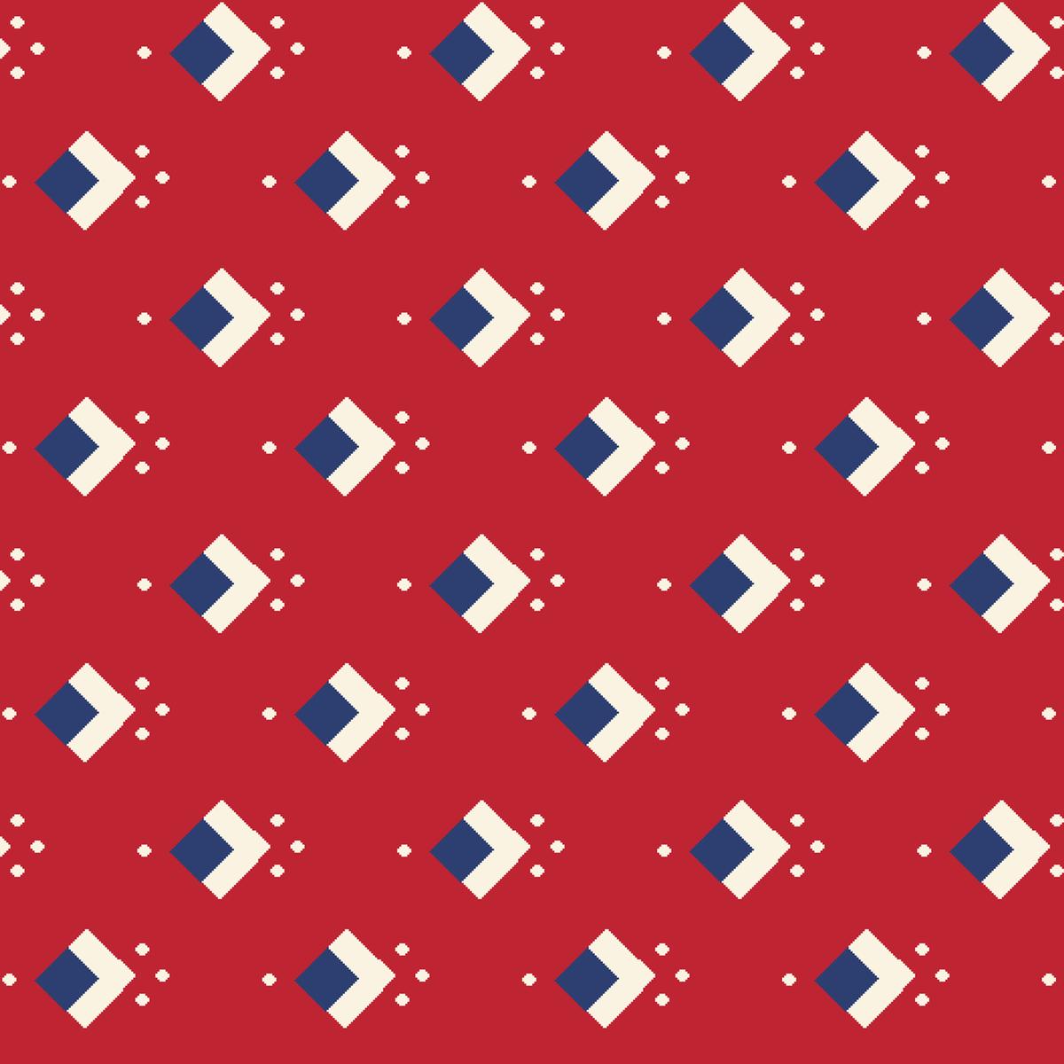 Patriot Parade - Crimson Geometric Fabric