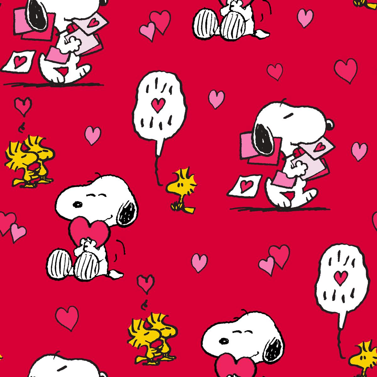 Peanuts Snoopy & Woodstock Love Letters Fabric