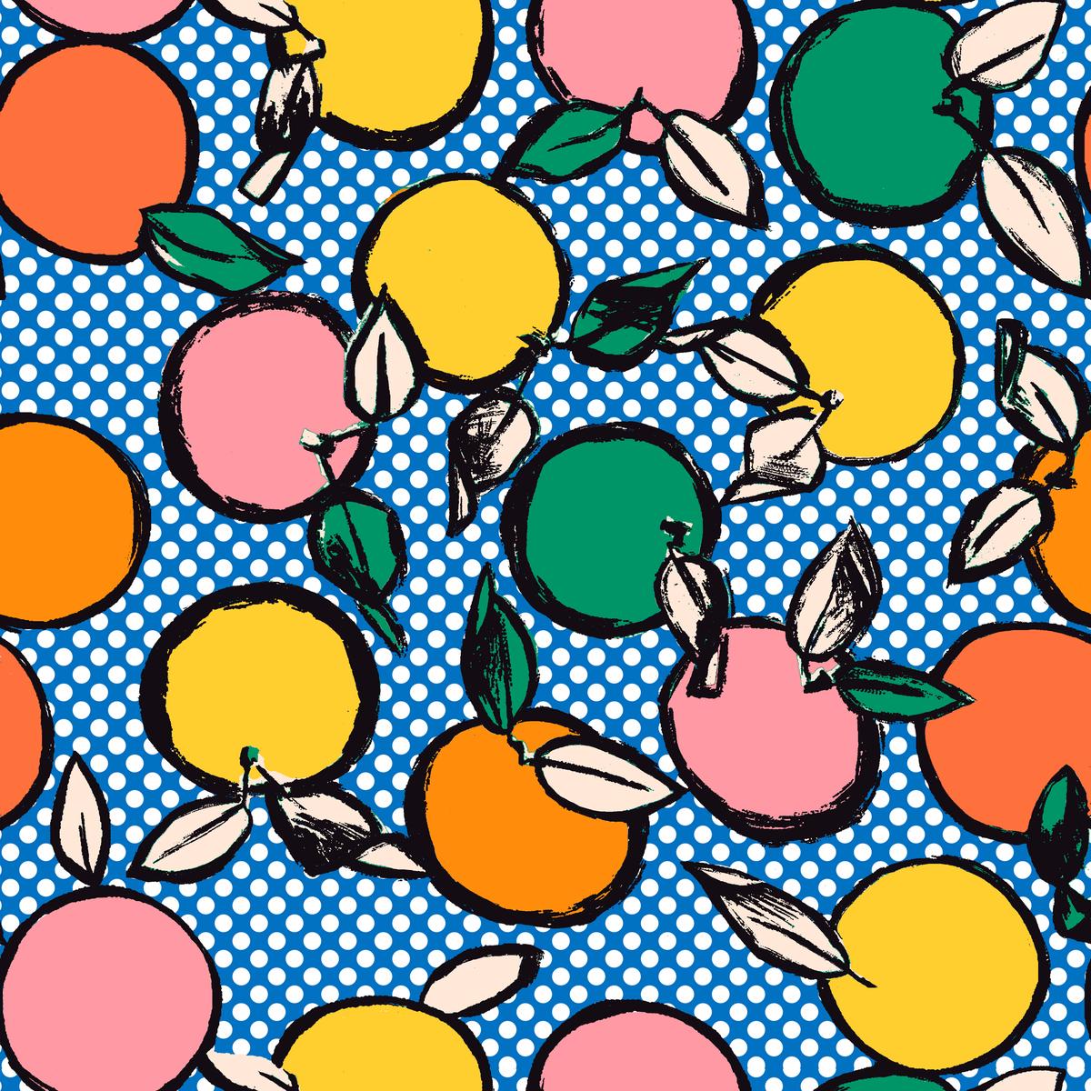 Pop Art Citrus - Retro Fruit Fabric
