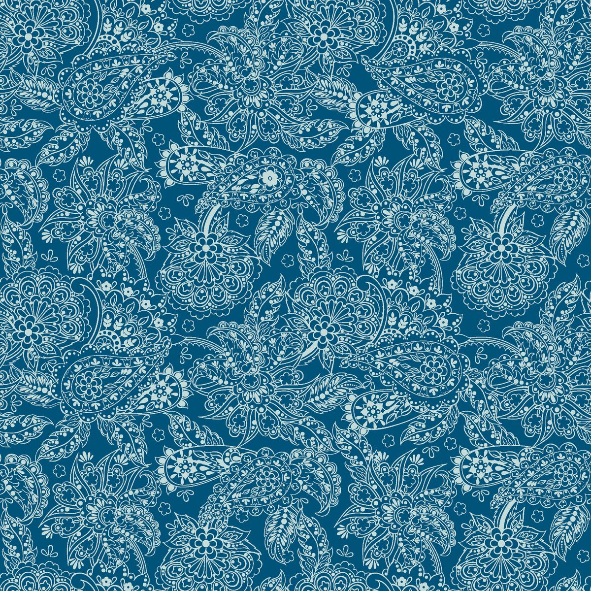Regal Paisley on Blue Fabric