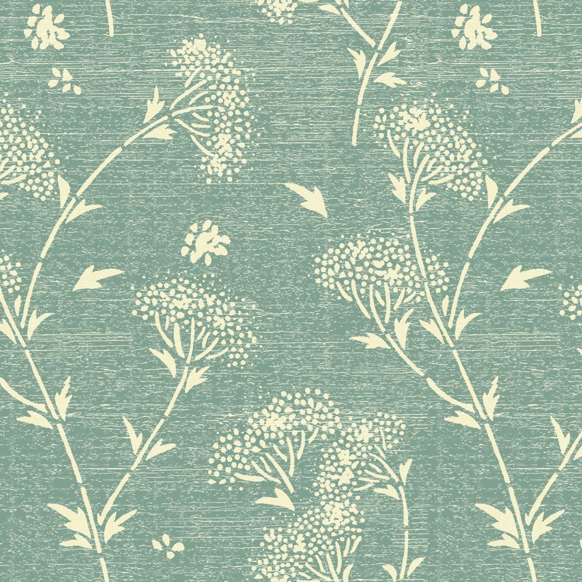 Suzanne Nicoll Botanical Wildflowers on Teal Fabric
