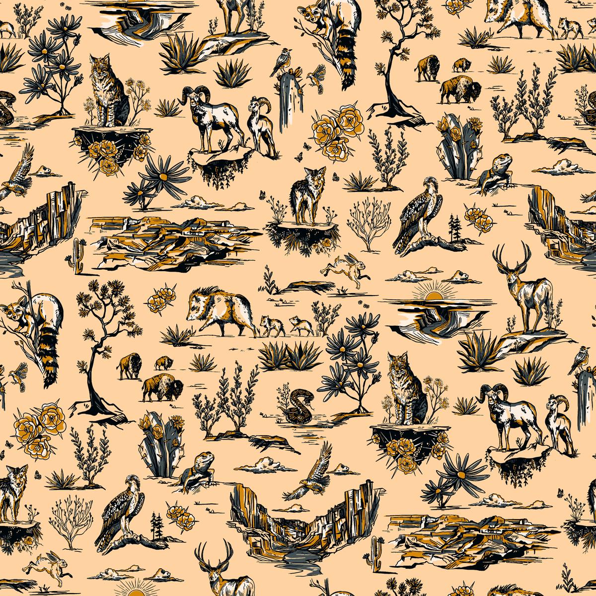 Whiskey Ginger Grand Canyon Toile Beige Fabric
