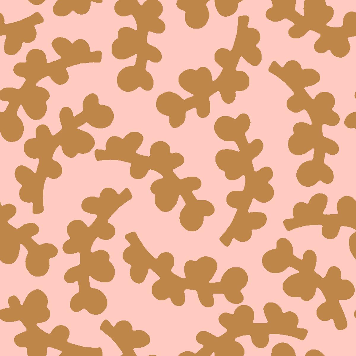 Curved Twigs on Peach & Brown Fabric