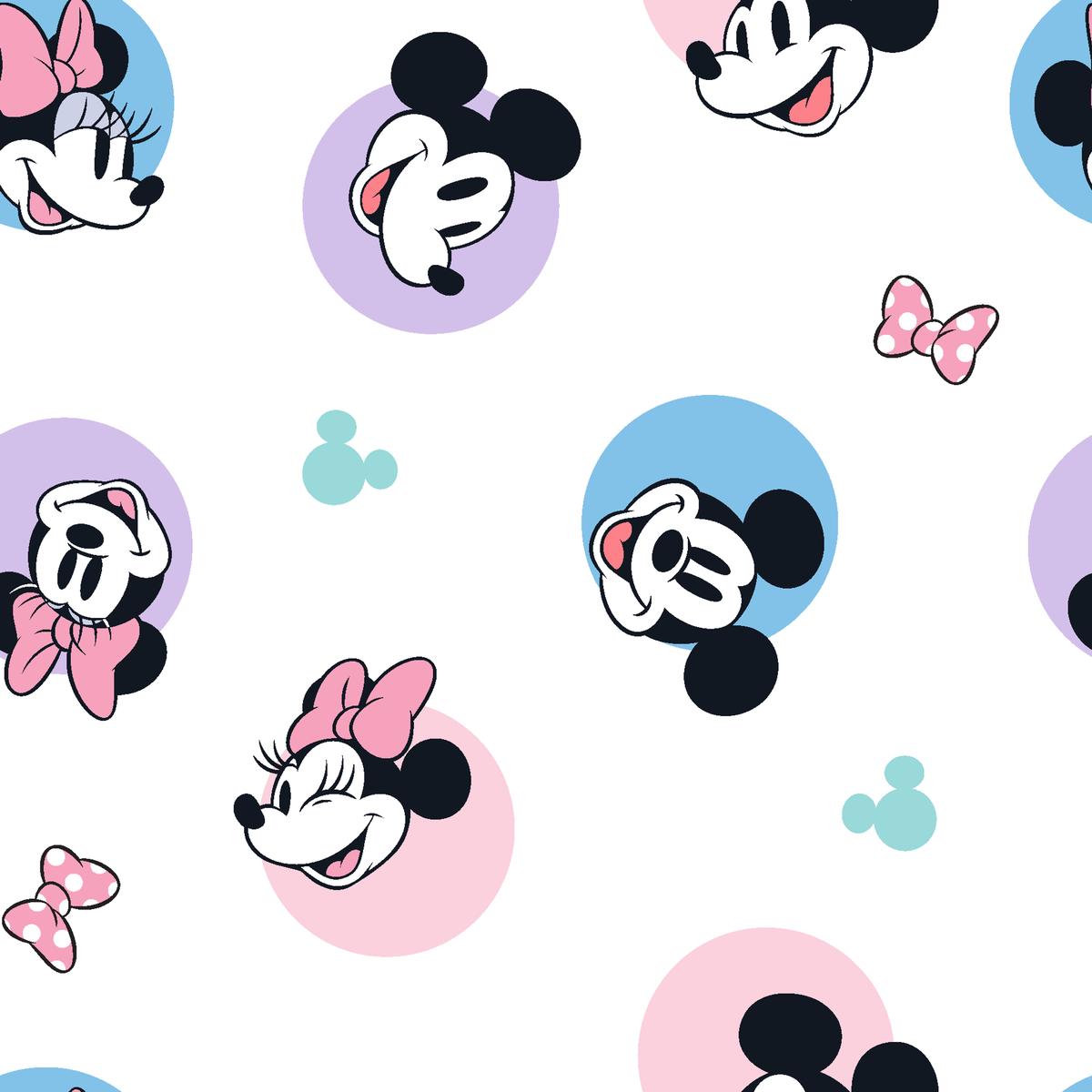 Disney Mickey Mouse and Minnie Mouse Pastel Icons Fabric