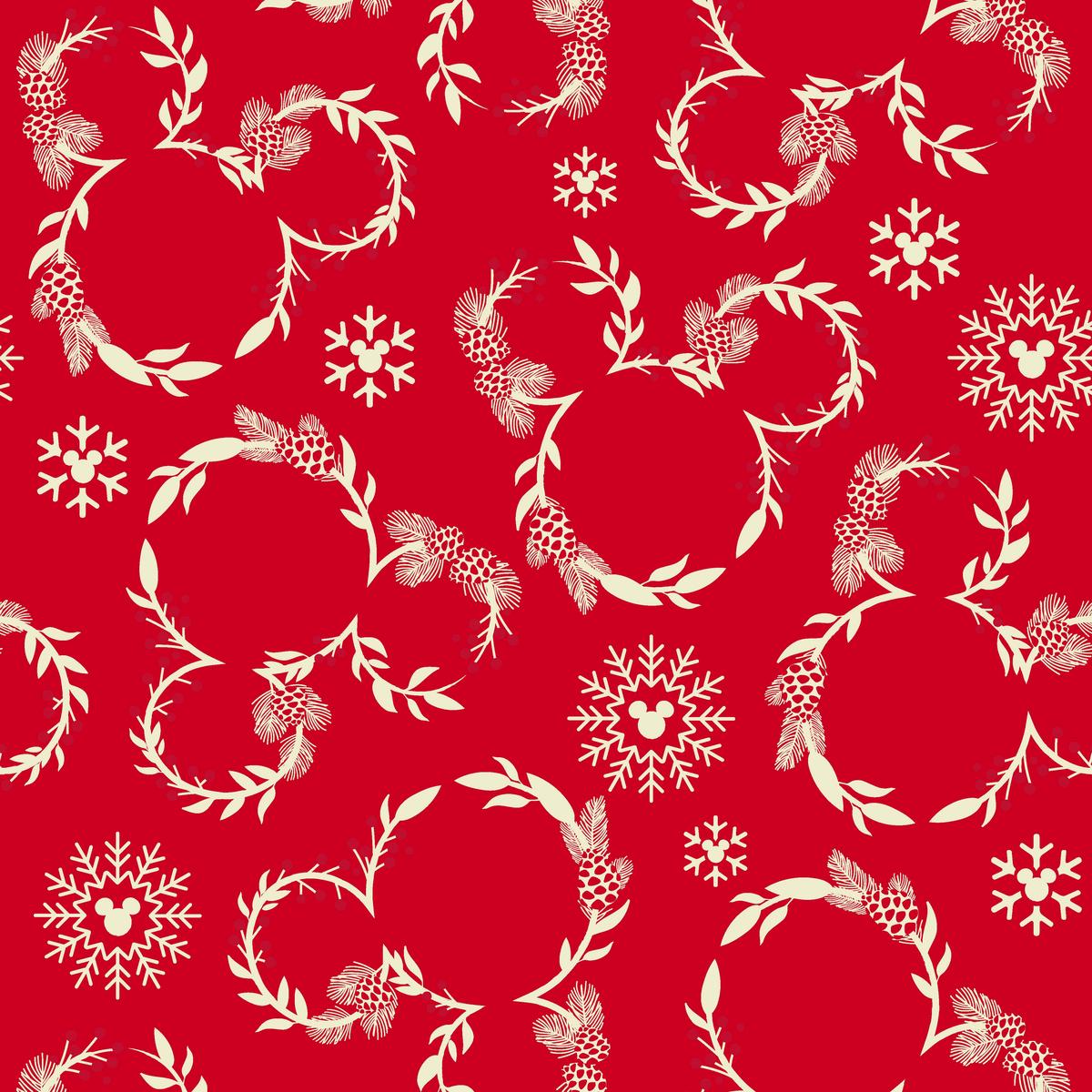 Disney Mickey Mouse Yuletide Wreath on Red