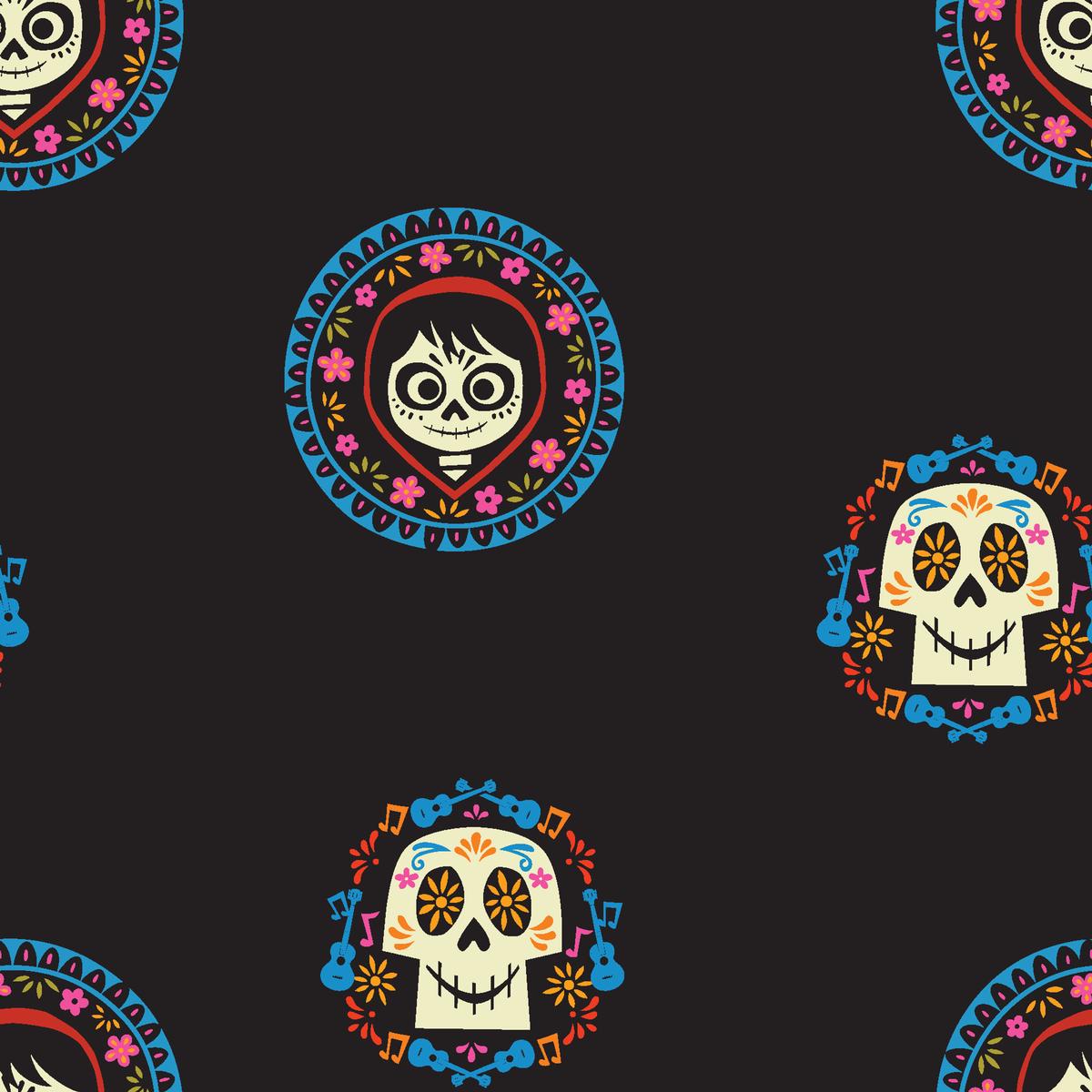 Disney Pixar Coco Traditional Folk Faces Fabric