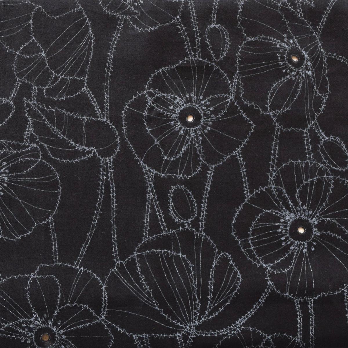 Embroidery Style Poppy Flowers Cotton Lawn - Black NFA-65370-371