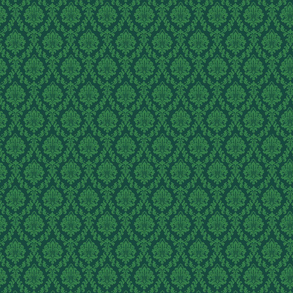 Grand Brocade on Forest Green Fabric