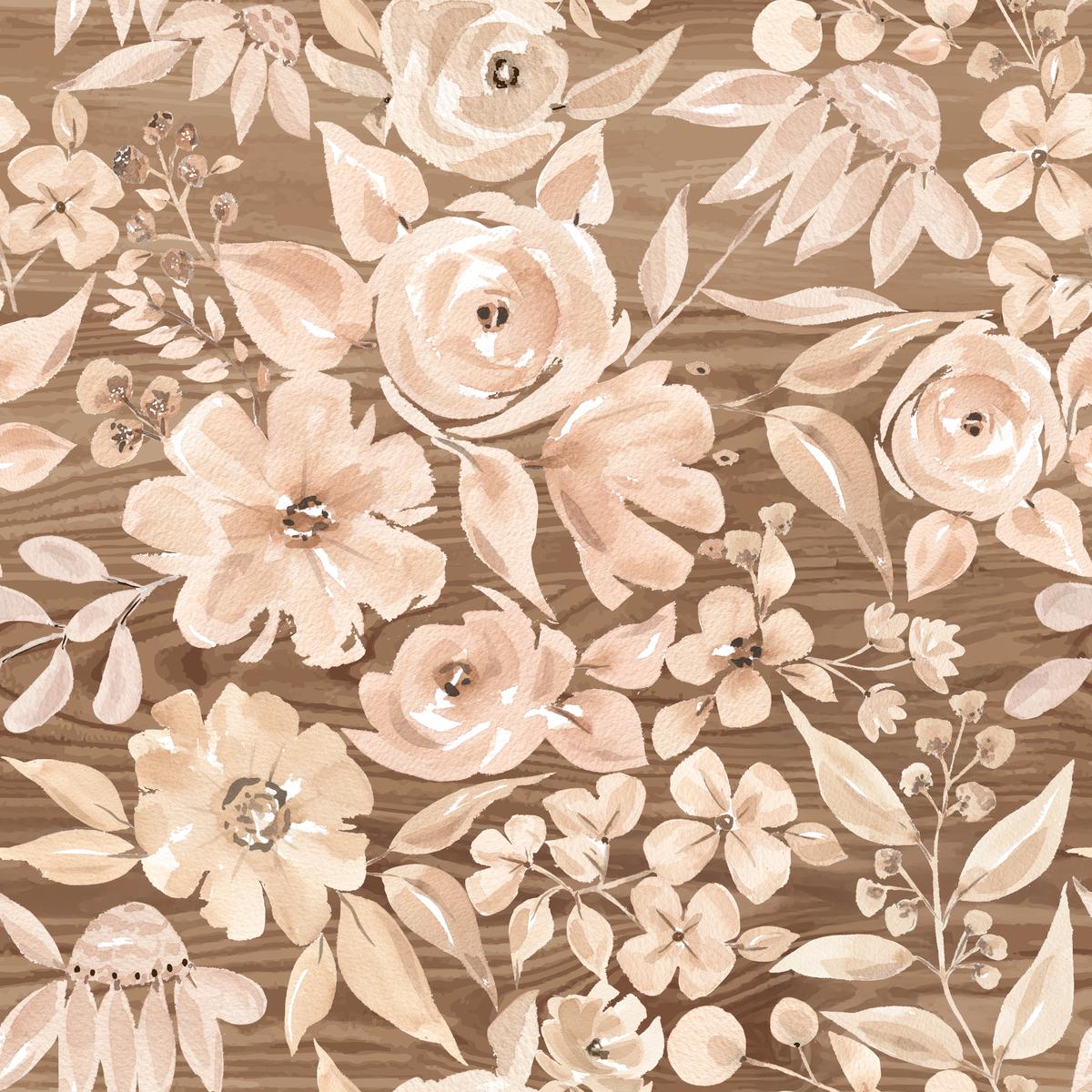 Jenny Faw Packed Floral on Tan Fabric
