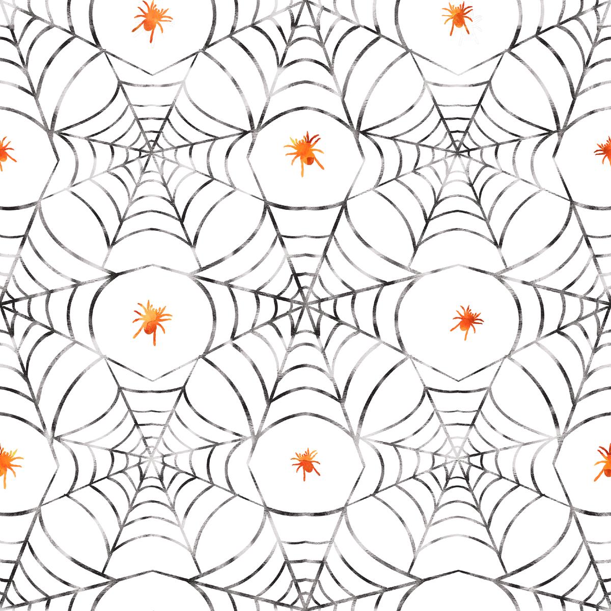 Kate Ward Thacker Halloween Spider Web on White Fabric