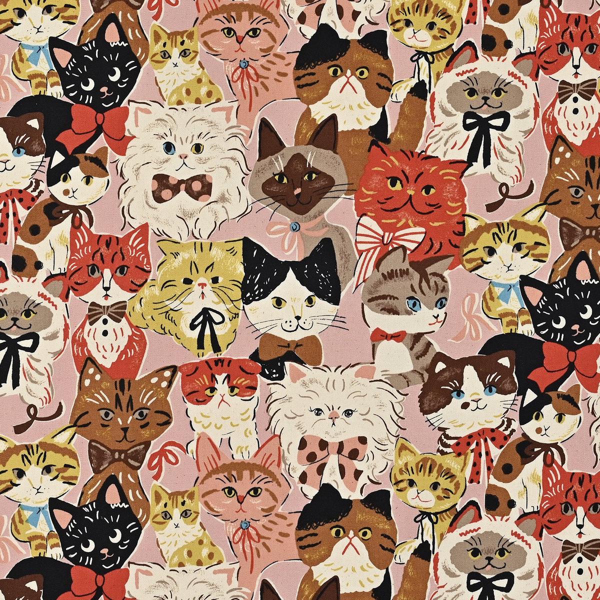 Powerful Animal Cats Retro Oxford - Pink YGA-76080-1