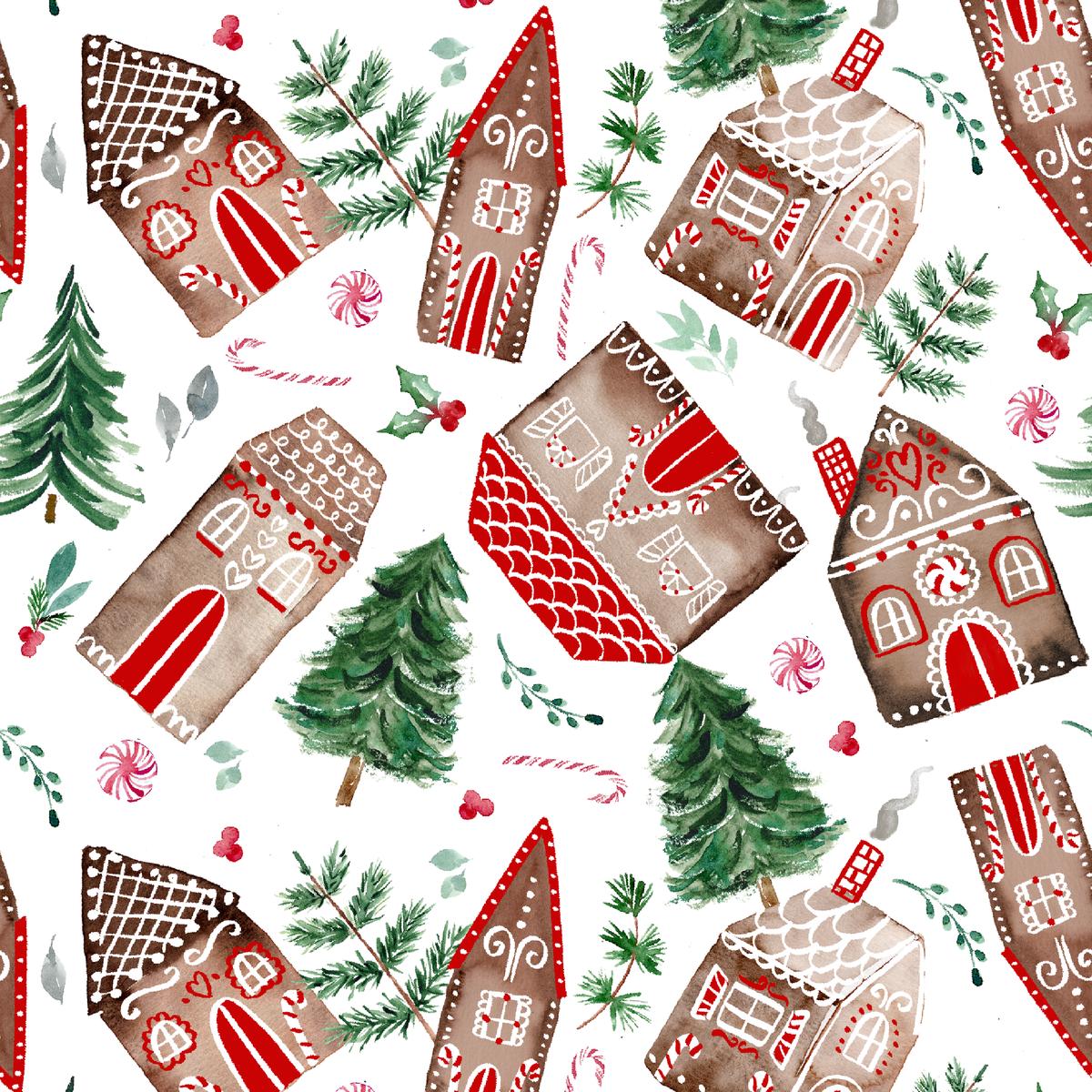 Sara Berrenson Candy Cottage Gingerbread & Pine Fabric