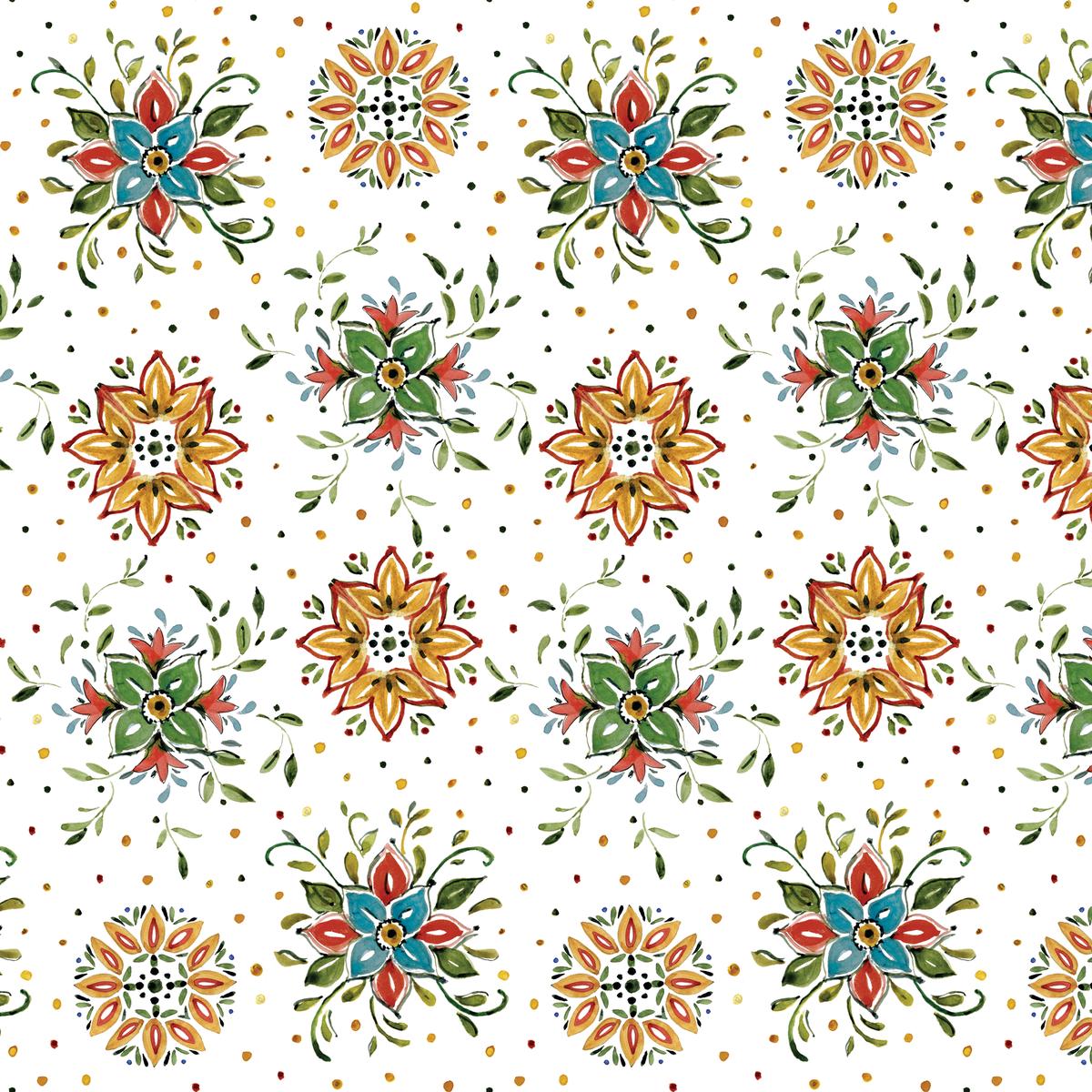 Susan Winget - Festive Folk - Vibrant Floral Medallion Fabric
