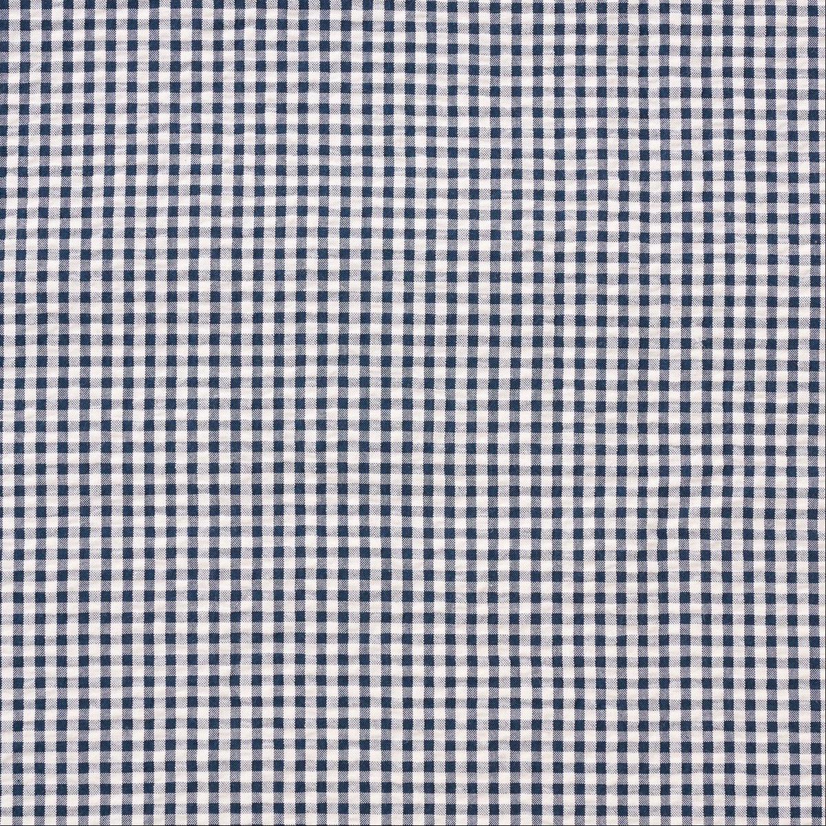 Yarn Dyed Gingham Seersucker Organic Cotton Fabric - Blue TS-2039-1