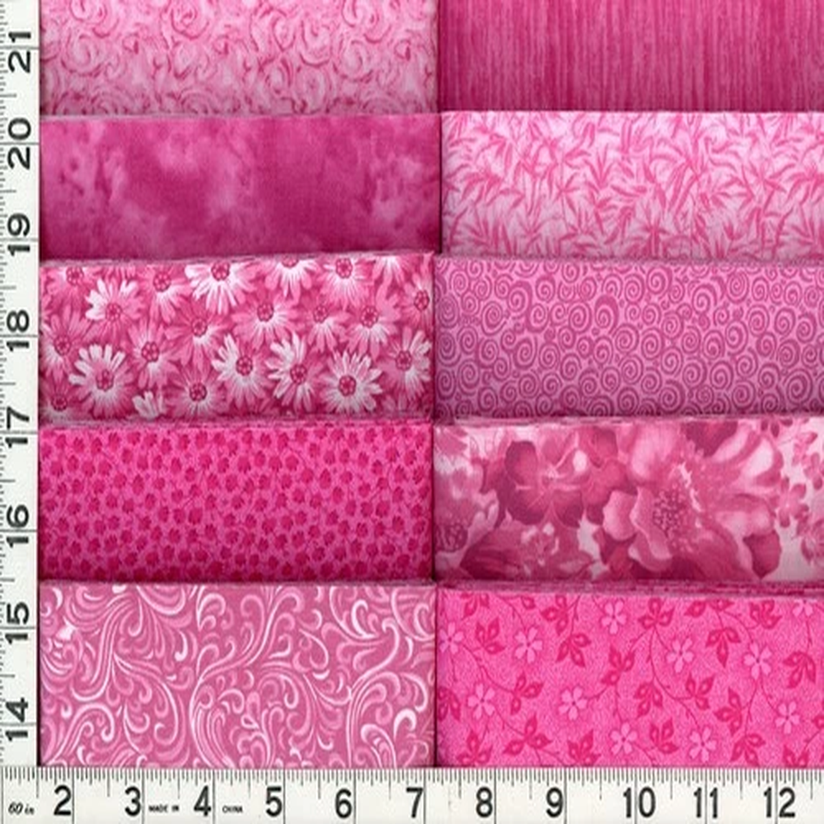 BTHY VTG CRANSTON BROWN W OVERALL TINY PINK FLOWER VINE COTTON FABRIC 43