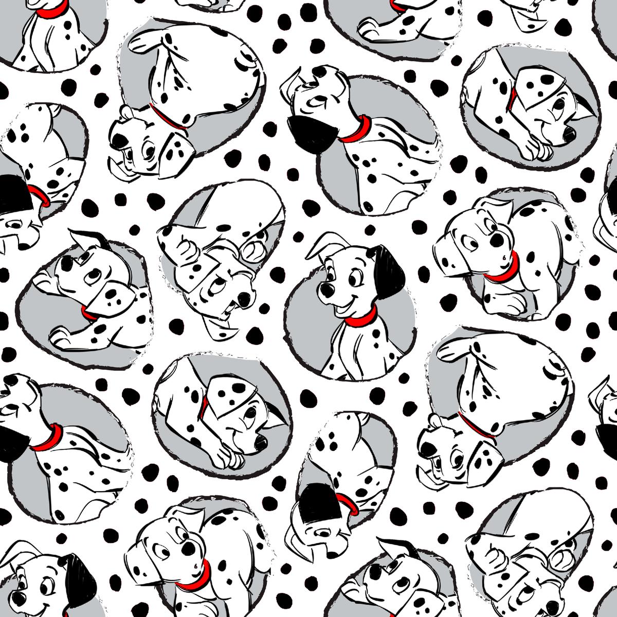 Disney 101 Dalmatians Spot Badges on White Fabric