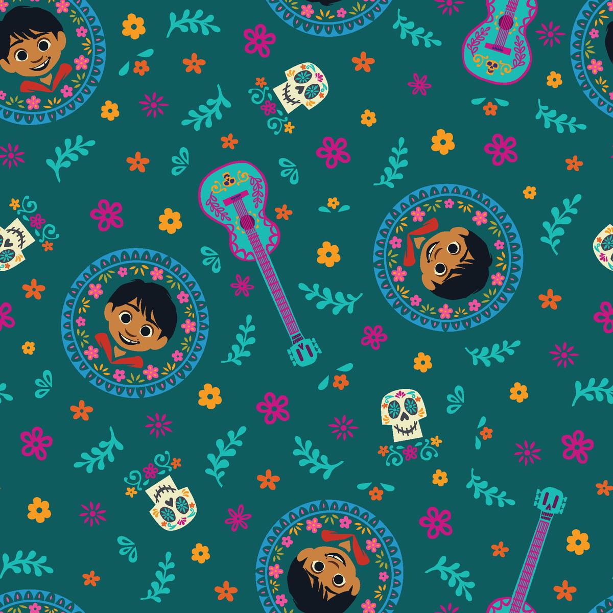 Disney Pixar Coco Flora & Skulls Fabric
