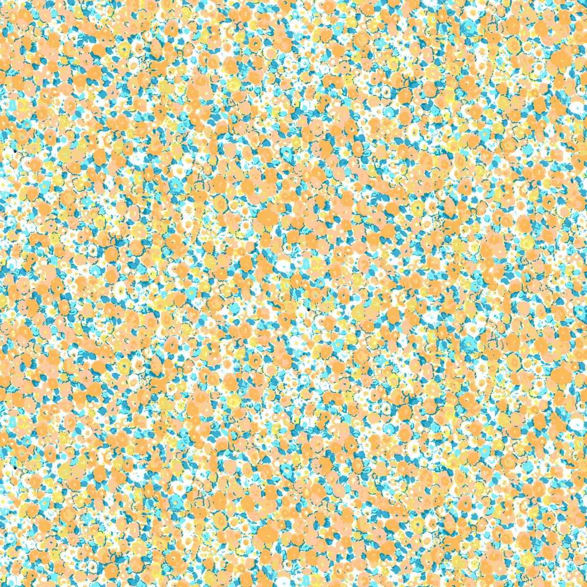 Ditsy Floral on Peach & Turquoise Fabric