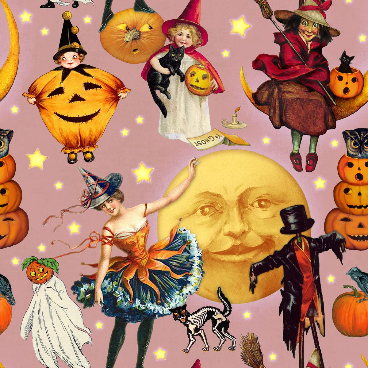 Kate Ward Thacker - Vintage Spellbound - Retro Halloween Character Fabric