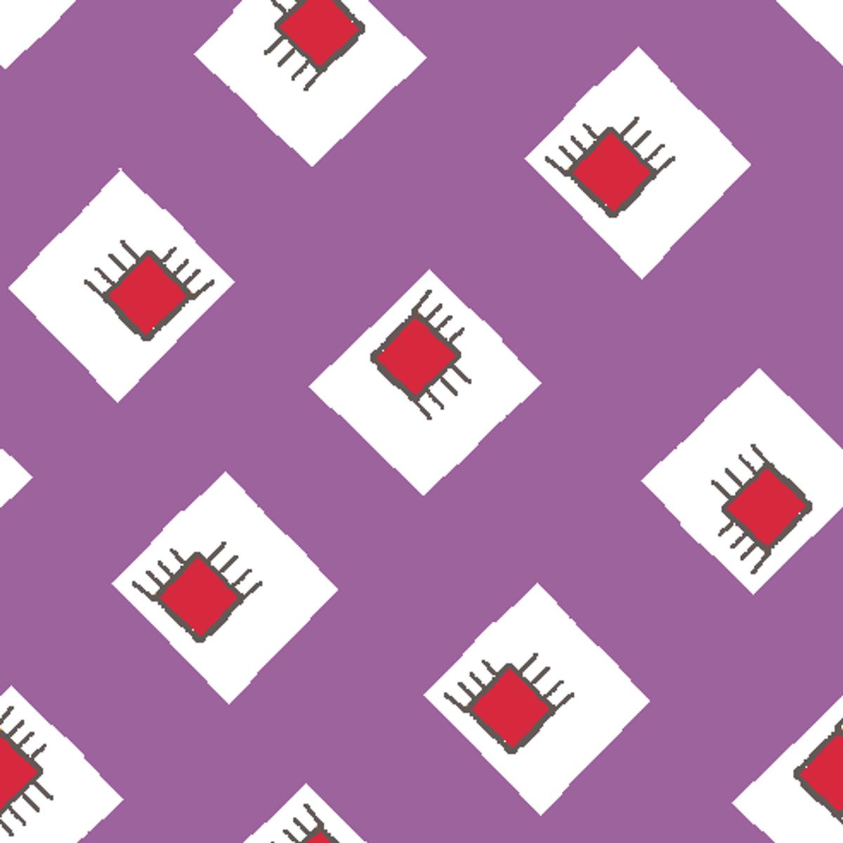 Pixel Party - Purple Geometric Fabric