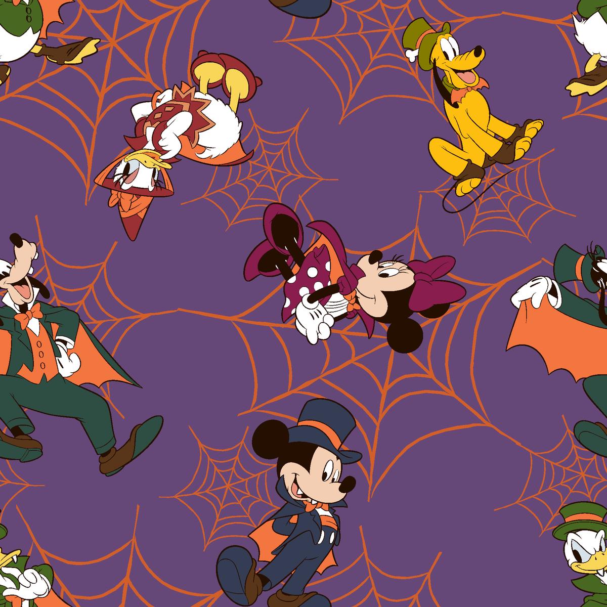 Disney Mickey & Friends Orange and Purple Halloween Fabric